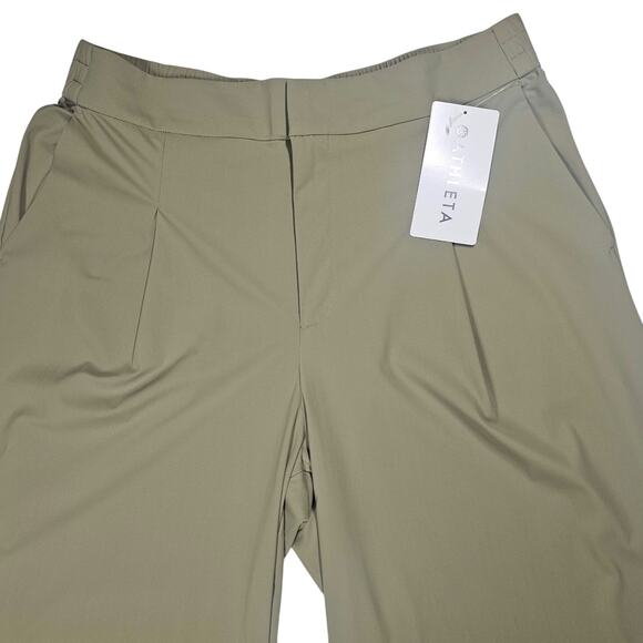 Athleta Pinnacle High Rise Trouser Khaki Wide Leg Flare Pants Women's 14 - Picture 4 of 13
